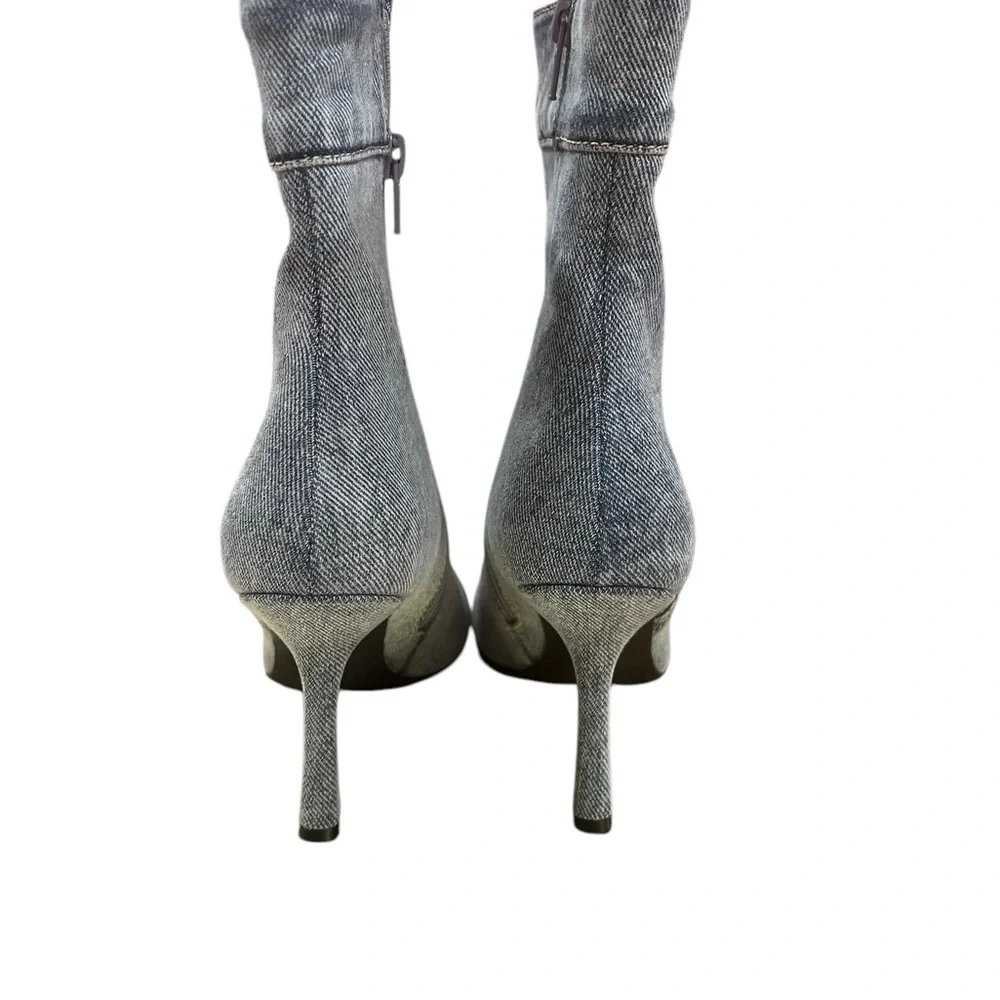 Jeffrey Campbell Chic Denim and Leather Ankle Boots - Picture 4 of 8